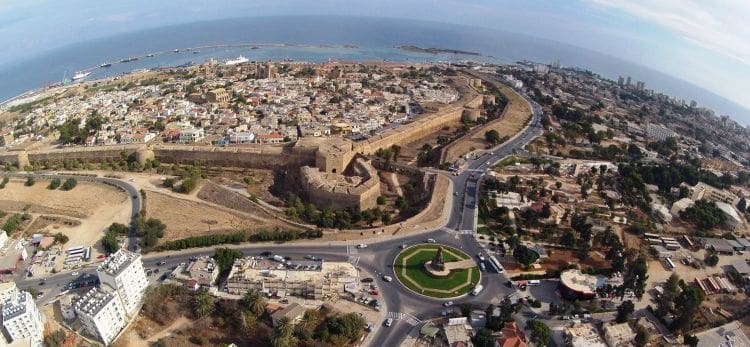 Aerial view of Famagusta.

Source: www.aegeemagusa.org