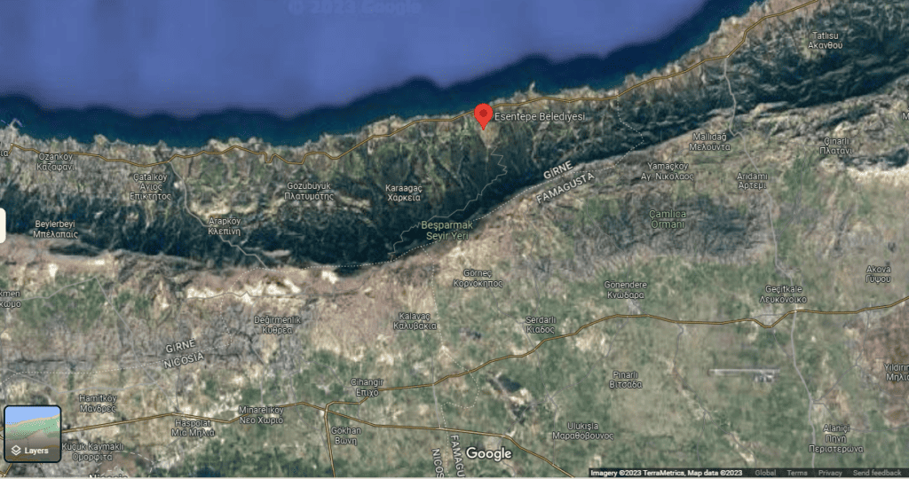 Esentepe area map from Google Maps